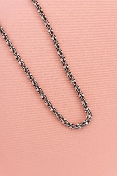 eva silvera 925 Ayar Gümüş Erkek Zincir Arnavut Zincir Kolye Pullu Erkek Zincir