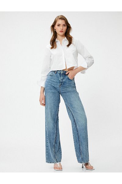Koton Detailní bavlněná košile Crop Pocket