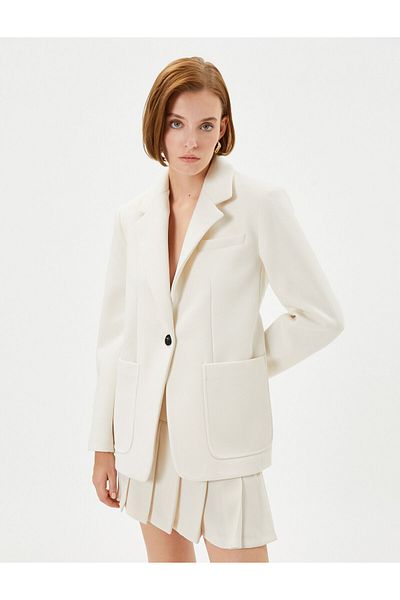 Koton Blazer Jacket Single Button Pocket Detailed
