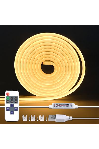 MALITAI 1m Warm White 1m 2m 3m Dimmable Led Under Cabinet Lights Usb 5v Neon Strip Wireless Rf Remote Contro