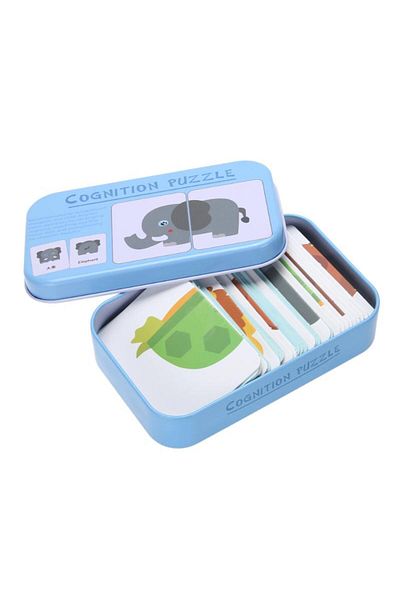 Choice Blue Baby Kids Cognition Puzzles Toys Toddler Iron Box Cards Matching Game Cognitive Cards Vehicl Fr