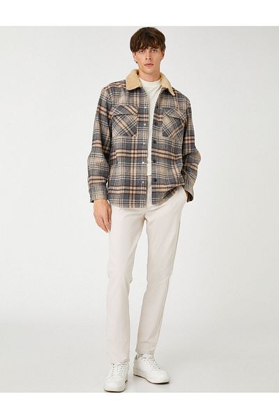 Koton Basic Chino Trousers with Button Pocket Detail