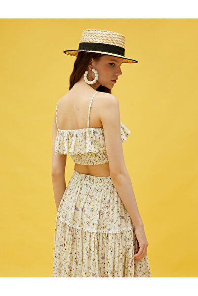 Koton Ruffled Elastic Floral Crop Undershirt