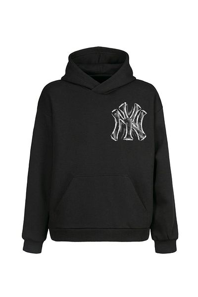 Moda Glo Unisex Μαύρο Φούτερ με στάμπα καγκουρό - με τσέπες, 3 κλωστές