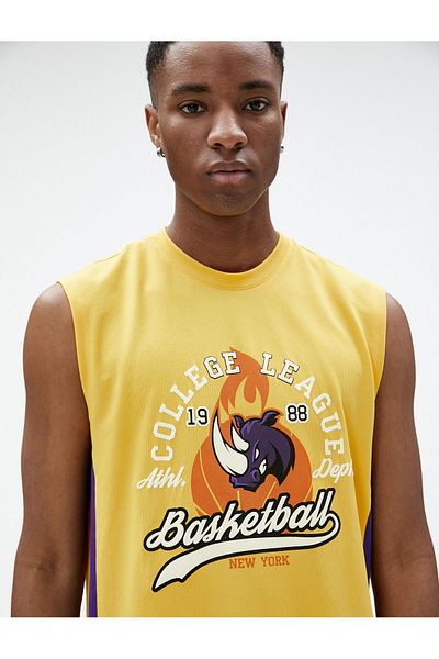 Koton Basketball Printed Tank Top - Crew Neck, Sleeveless