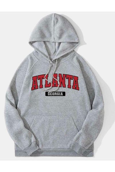 Moda Glo Γκρι φούτερ Atlanta Georgia με κουκούλα