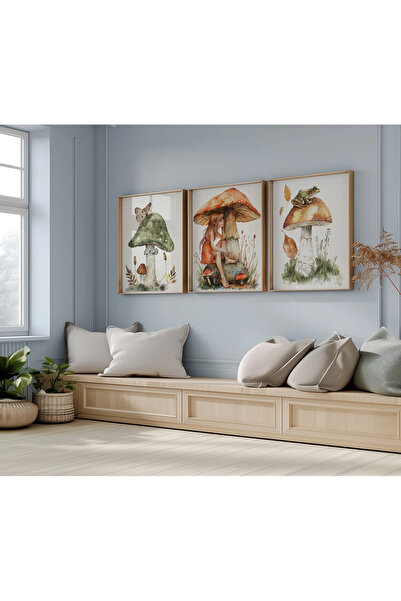 woodhomeworks Ahşap Çerçeveli 3 Lü ÇOCUK ODASI Tablo Home Ev Salon Oturma Odası Yatak Odası Balkon Dekor