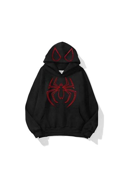 Moda Glo spider printed hooded sweatshirt & HODİE