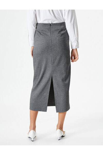 Koton Midi Pencil Skirt Button Detailed Normal Waist