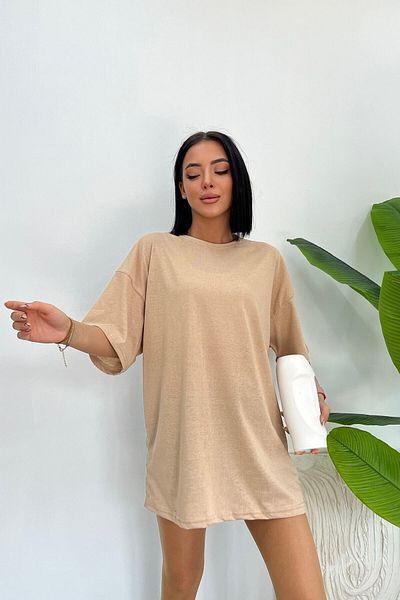 Moda Glo Unisex Μπλουζάκι Βαμβακερό Κοντό Μανίκι Boyfriend Πλεκτό Oversize