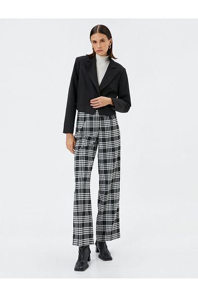 Koton Wide Leg Trousers High Waist Pocket Detailed Buttoned