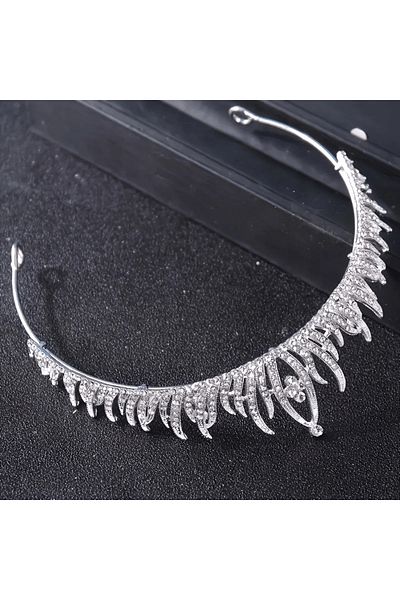 Eva Flore Elegant Crystal Jewelled Bridal Crown - Crystal Crown Hair Accessory for Weddings