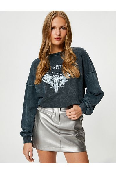 Koton Oversize Sweatshirt Crew Neck Vintage Look