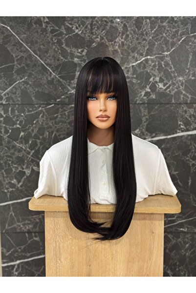 Fenomen Peruk Siyah Düz Perçemli Peruk Model 70-75 CM