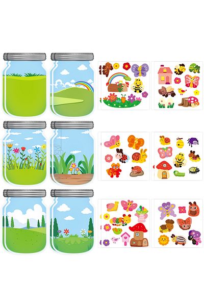 Choice Spring Insect 12pcs Diy Spring Insect Jar Sticker Set Cardboard Scene Nature Insect Butterfly Bee De