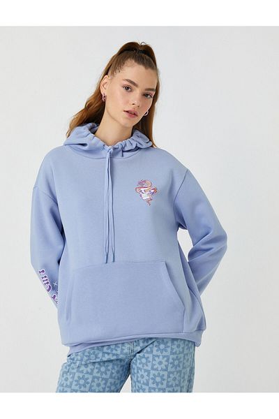 Koton Zadní potištěná mikina Oversize s fleecem uvnitř