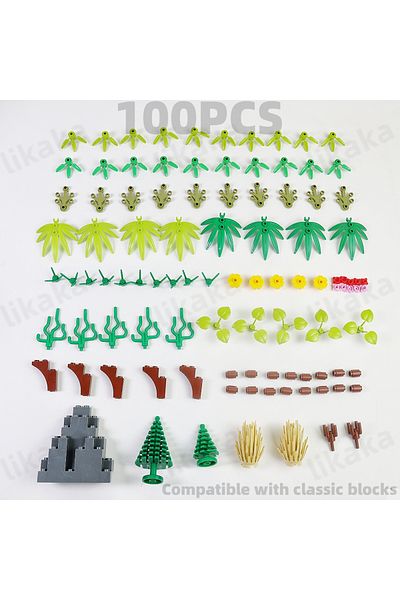 Choice 100PCS plants 100PCS Tree Plants Accessories Parts Building Blocks Toys Compatible Grass Hills Bush