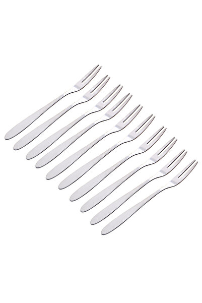 Choice y039-10Pcs 13cm Fruit Fork Stainless Steel Two-tine Snack Cake Dessert Forks Home Tableware Cafeteri