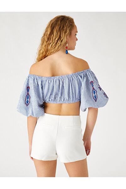 Koton Bluză crop brodata cu umeri