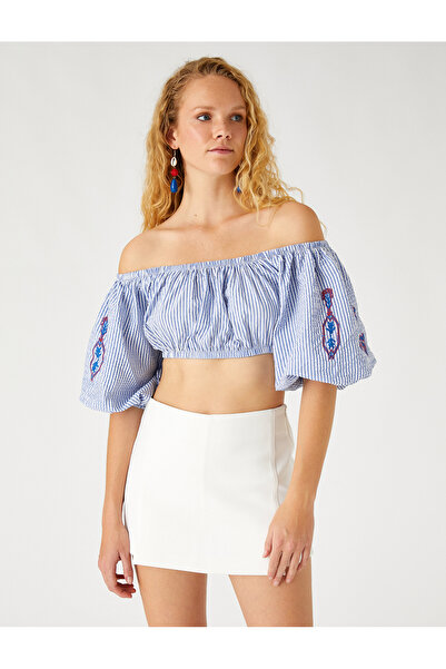 Koton Bluză crop brodata cu umeri