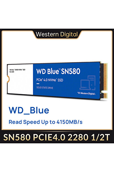 WESTERN DIGITAL 2280 SSD SN580 PCIe4.0 WD Blue NVMe 500GB 1TB 2TB 4150MB/s مح...