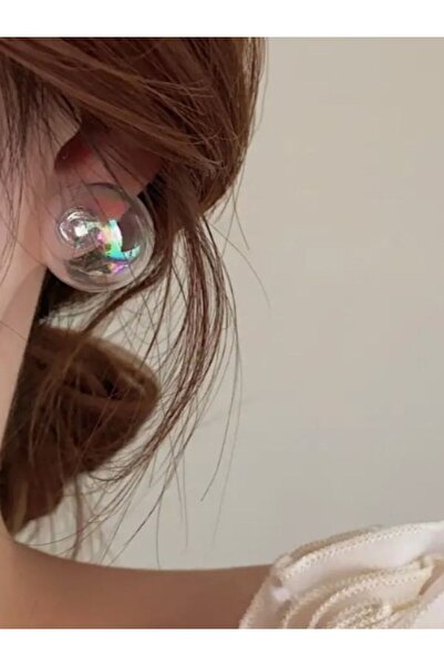 Madamodd Özel Tasarım Minimalist Şeffaf Top - Sabun Köpüğü Balon Asya Model Küpe