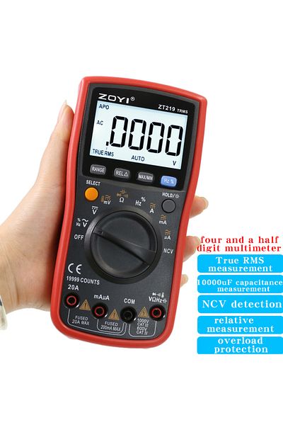 ZOYI Auto-Range Multimeter ZT219 High-Precision 4.5-Digit True RMS Digital Multimeter with Overlo...