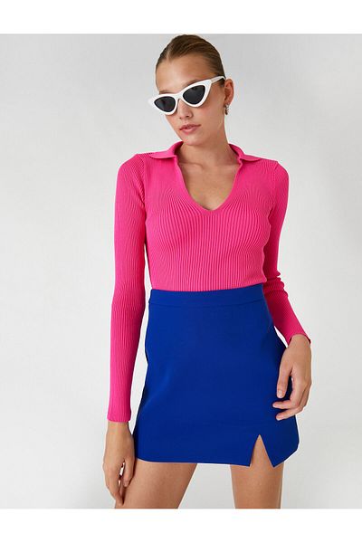 Koton Polo Neck Crop Knitwear Sweater Long Sleeve