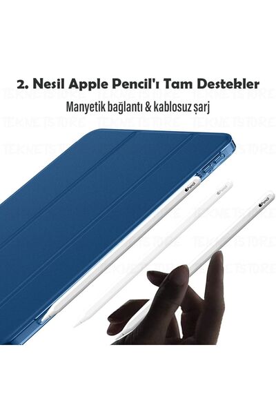 TEKNETSTORE İpad Air 11" M3 (2025) / M2 (2024) / Air 10.9" (2022 / 2020) Kılıf Kapaklı Standlı Uyku Modlu Smart