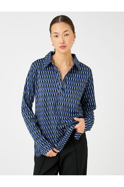 Koton Tricou cu gât polo supradimensionat cu mânecă lungă