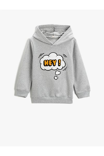 Koton Hooded Sweatshirt with Plush Applique Detail