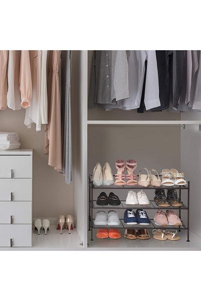 Seville Classics 3-Tier Platinum Mesh Utility Shoe Rack SHE15909