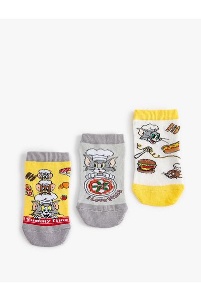Koton Set de șosete imprimate Tom și Jerry din 3 piese, cu licență