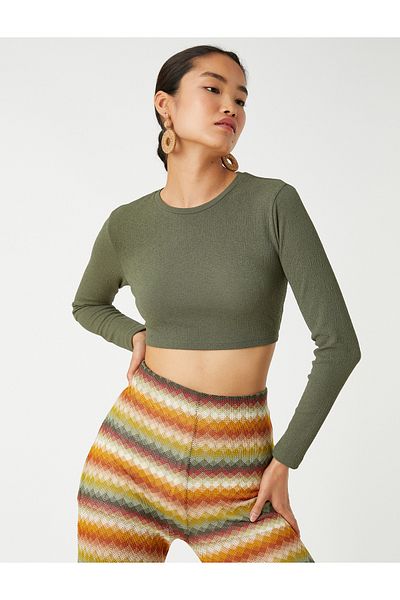 Koton Crop T-Shirt Long Sleeve