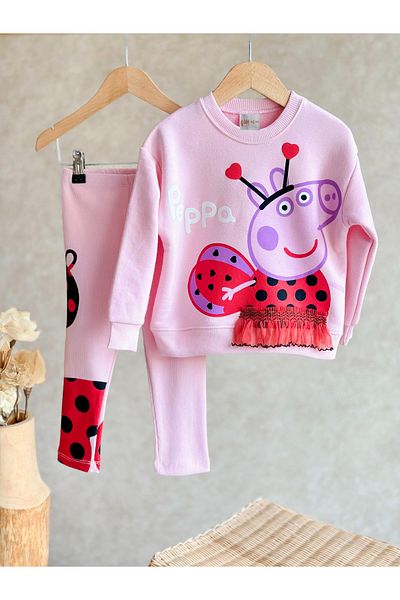Daisy Dolly Girl's Printed Tulle Detailed Cotton Brushed Fabric Untipped Suit
