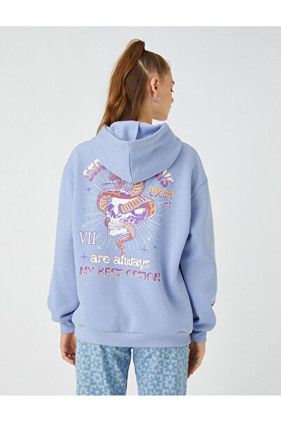 Koton Svetrová mikina s potlačou na chrbte Oversize s fleecovou podšívkou