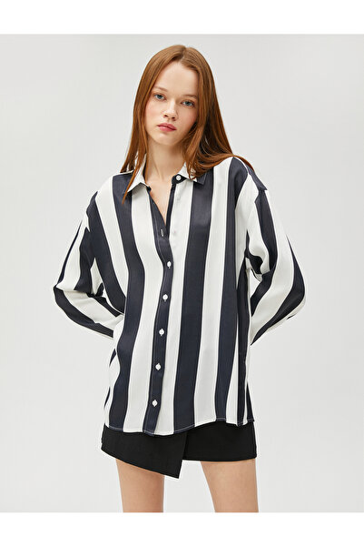 Koton Hosszú ujjú ing viszkóz gombos klasszikus gallérral