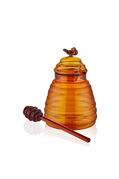 The Mia Cam0457 Glass Honey Jar Amber 13 cm