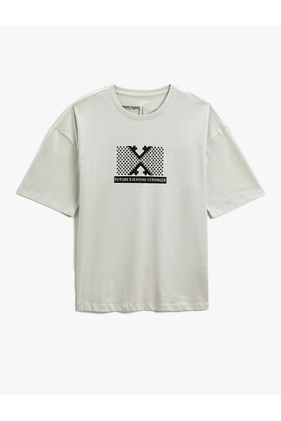Koton Geometric Printed T-Shirt Crew Neck