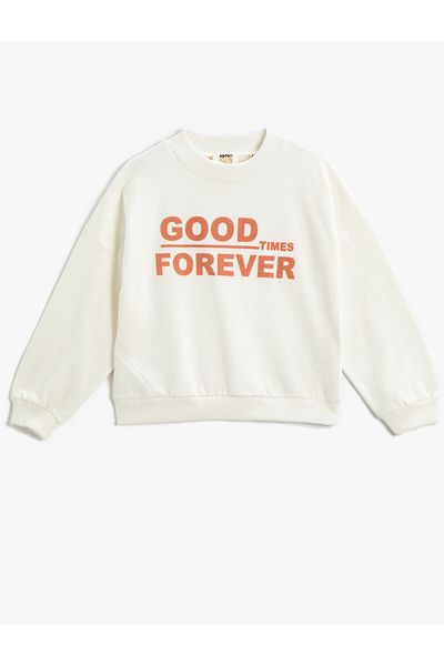 Koton Long Sleeve Oversize Sweatshirt - Crew Neck