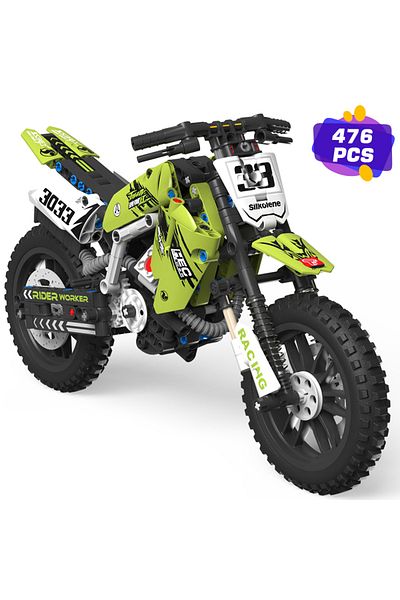 riceblock T3033 Technical Motorcycle Construction Kits, 1:10 Scale Model, Compatible With Lego Bricks, Buildin