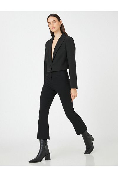 Koton Crop Flared Trousers with Pocket Detail