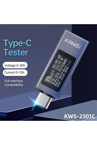 Choice KWS-2301C Multifunctional Digital Display DC Voltage Current Meter Power Meter Type-C Phone Charg...