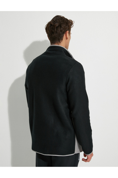 Koton Polar Sweatshirt Yarım Fermuarlı Renk Bloklu Slogan Detaylı