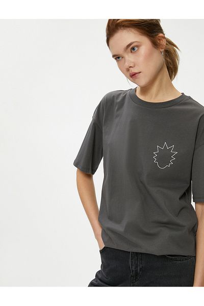 Koton Rick and Morty T-Shirt με εμπριμέ κοντό μανίκι Crew λαιμόκοψη