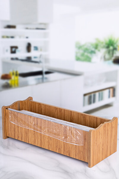 Lizzy Pratik Kesme Bıçaklı Ahşap Tahta Streç Film Aparatı 30 Cm Streçe Uygun Tezgah Üstü