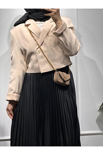 Butik Deri görünümlü pilise etek