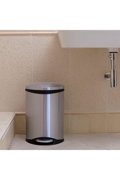 EKO Shell Stainless Steel Semi-Round Non-Slip Step Pedal Bin