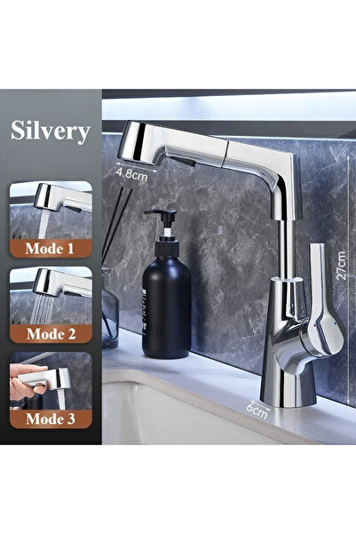 Choice Chrome Pull Out Lift Kitchen Faucet 360° Rotatable Bathroom Basin Fauc...