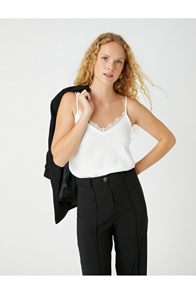 Koton Lace Undershirt Thin Straps V-Neck